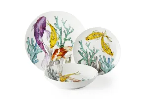 Hokkaido Dinner Set 18 Pcs Porcelain Fish Coral Design Tableware
