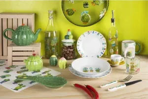 Cactus Dinner Set 18 Pcs Porcelain Plates Dishwasher Microwave Safe