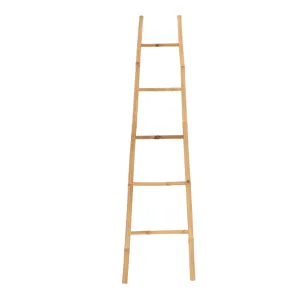 Ladder Towel Rack Bamboo 5-Bar Splayed Bathroom Organizer