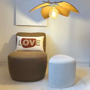 Eve Pouf Textured Boucle Upholstered Compact Seating