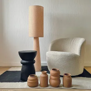 Side Table With Saddle Niel Black Wood, Modern Paulownia Accent Table