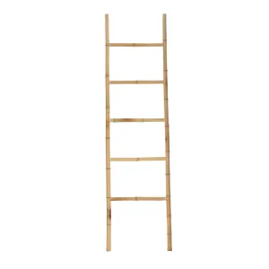 Ladder Towel Rack Bamboo 5-Bar Bathroom Organizer 45x170cm