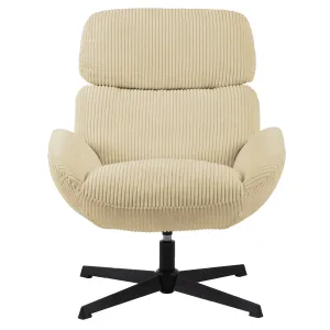 Nicolas Beige Swivel Armchair Cozy Corduroy Lounge Chair