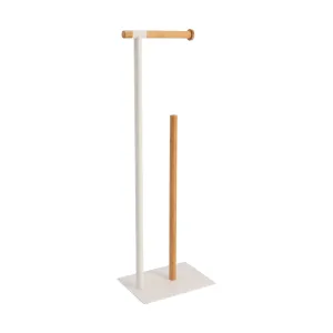 Metal & Bamboo Toilet Paper Dispenser, Freestanding 5-Roll Holder
