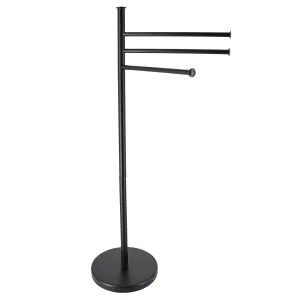 Arms Metal Towel Rack, 3-Arm Rotating Black Steel Bathroom Stand