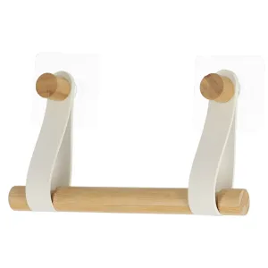 Bamboo Toilet Paper Dispenser No-Drill Wall Mount Bathroom Accessory