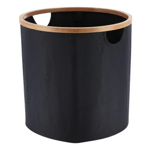 Foldable Storage Basket with Bamboo Trim, 70L Laundry Organizer