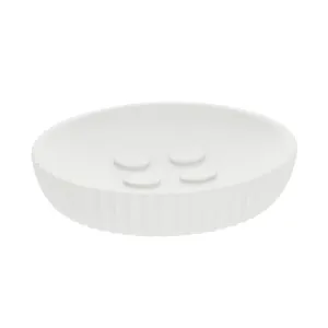 Soap Dish with Stripes Oval Polyresin Bathroom Accessory