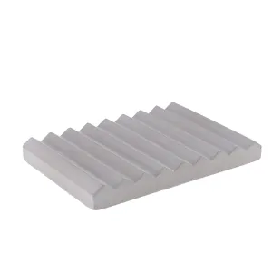 Cement Soap Dish Modern Grey Bathroom Accessory, Rectangular Ribbed Design
