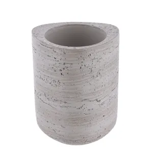 Concrete Effect Tumbler Toothbrush Holder Polyresin Grey Bathroom Accessory