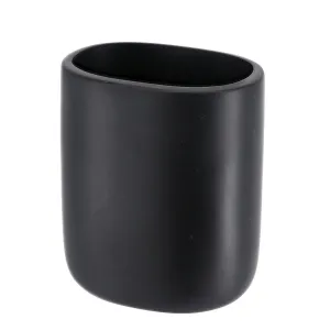 Oval Tumbler Matte Polyresin Toothbrush Holder Japandi Bathroom Accessory