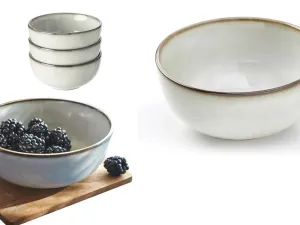 Grey Ceramic Bowl with Sandy Glaze