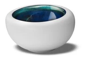 Matt White and Blue Gourmet Bowl Porcelain Hand-Decorated Serveware