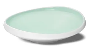 Matt White and Aquamarine Deep Plate Porcelain Modern Tableware