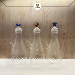 Handmade Glass Pitcher with Unique Stoppers