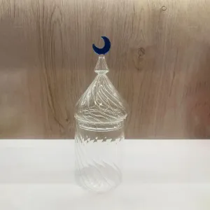 Handmade Decorative Glass Jar with Crescent Lid