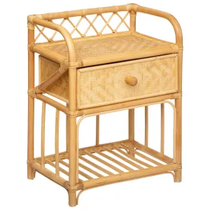 Aoni Rattan Bedside Table with Drawer