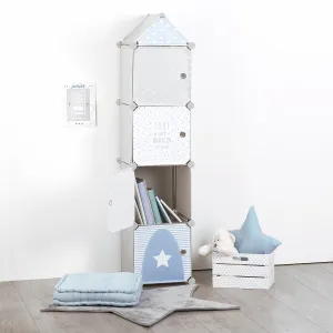 Grey Canvas Storage Column with Magnetic Doors