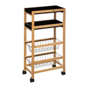 Black Bamboo Trolley with Removable Tray