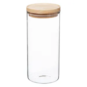 1.3L Glass Storage Jar with Wooden Lid