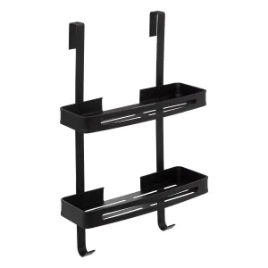 2-Tier Shower Trolley with Adhesive Stick, Black