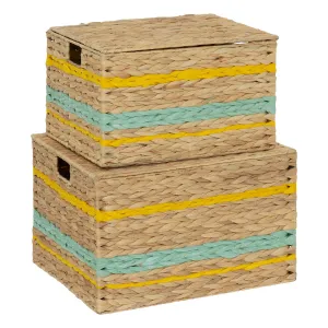 Set of 2 Trunks 'Gerda' Braided Water Hyacinth