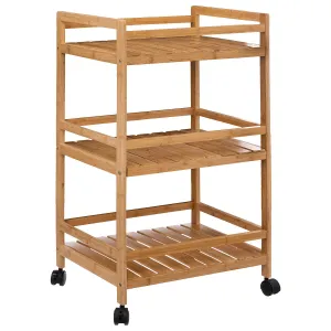 Medium 3-Tier Trolley, Bamboo, 4 Wheels