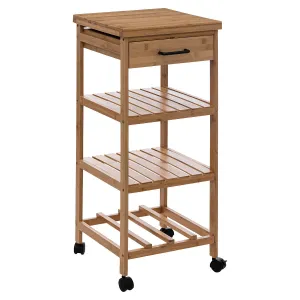 Medium 3-Tier Bamboo Trolley with Drawer