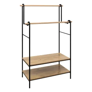 Double-Garment Rack with Iron Frame and MDF Shelves