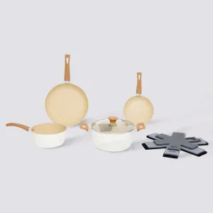 Beige Forged Aluminum Wok with Bakelite Handle