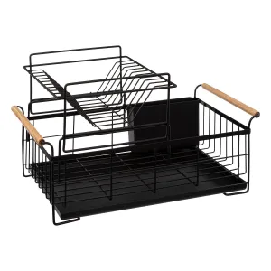 2-Tier Black Dish Drain Rack