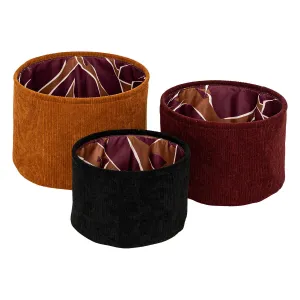 Set of 3 Round 'Autumn' Baskets with Corduroy