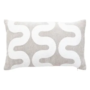 Cushion Cover "Jeni", Soft Chenille with Curved Patterns
