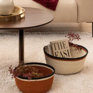 Set of 2 Round Jute Baskets "Autumn"
