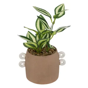 Artificial Plant with Stoneware Pot and Handles