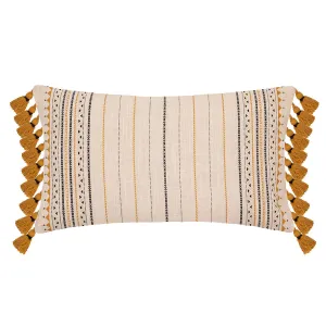 Cushion Cover Stripe Pomp with Tassels