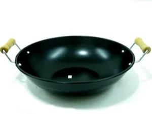 Black Frying Saj with Wooden Handles