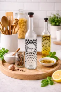 Hena Decorated Glass Oil Bottle with Silicone Lid