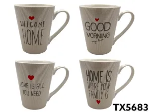 Porcelain Mug with Heart Design and Messages