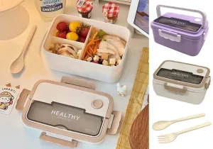 Rectangular Plastic Lunch Box with Cutleries