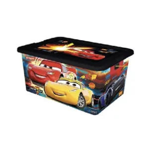 Cars Themed Stackable Storage Box with Lid, 35L Kids Organizer