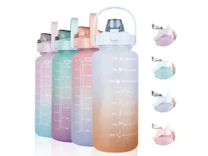 Colorful Motivational Water Bottle with BPA Free Straw
