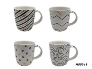 Porcelain Mug with Black & Beige Designs