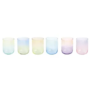 Rainbow Set of 6 Multicolor Water Glasses
