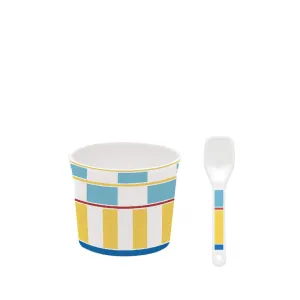 Italian Porcelain Ice Cream Bowl with Spoon
