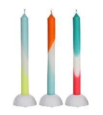 Dip Dye Taper Candle Set of 3 - Neon Colors