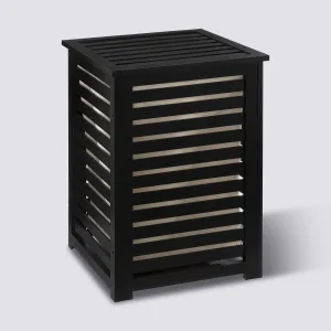 Black Wooden Laundry Basket - 65L Rectangle Storage