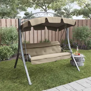Steel Swing 3 Seaters - Outdoor Patio Swing With Canopy And Tufted Cushion