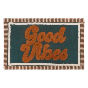 Vintage Printed Rug - Cotton, Warm Colors, Rectangular 90X60Cm