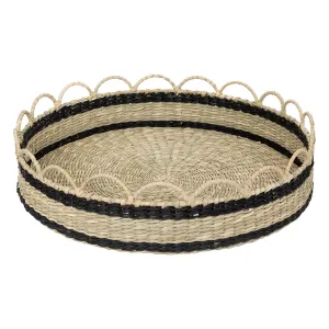 Decorative Tray Jada - Straw, Natural/Black, 35Cm
